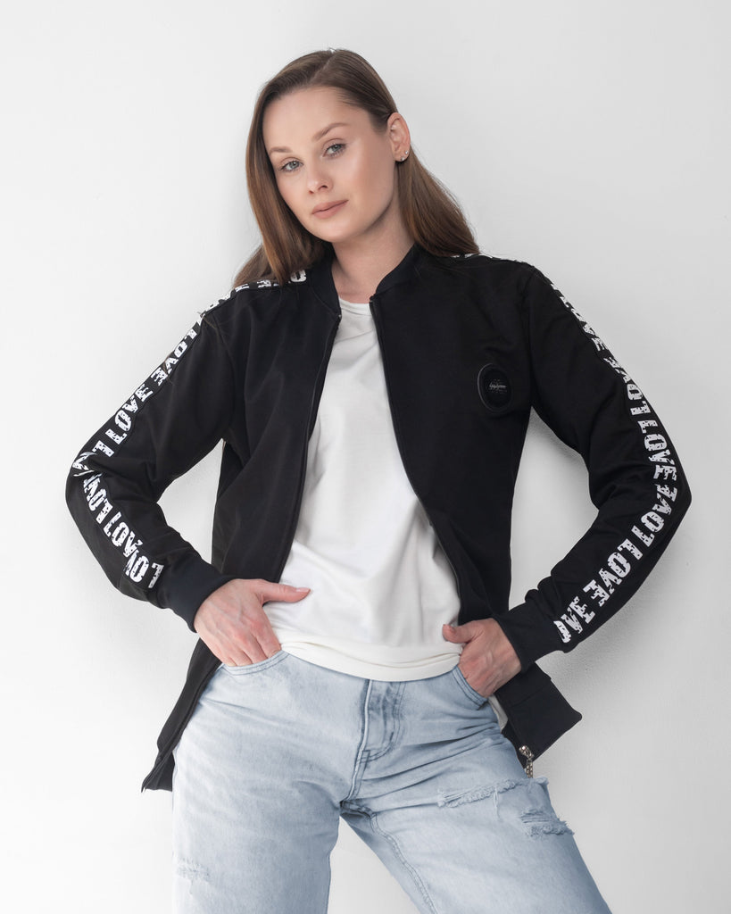 Letter Stripe Bomber Jacket