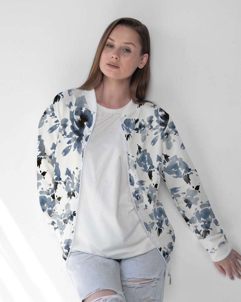 Watercolor Floral Bomber Jacket