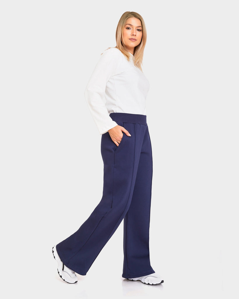 Wide Leg Sweatpants With Pintuck