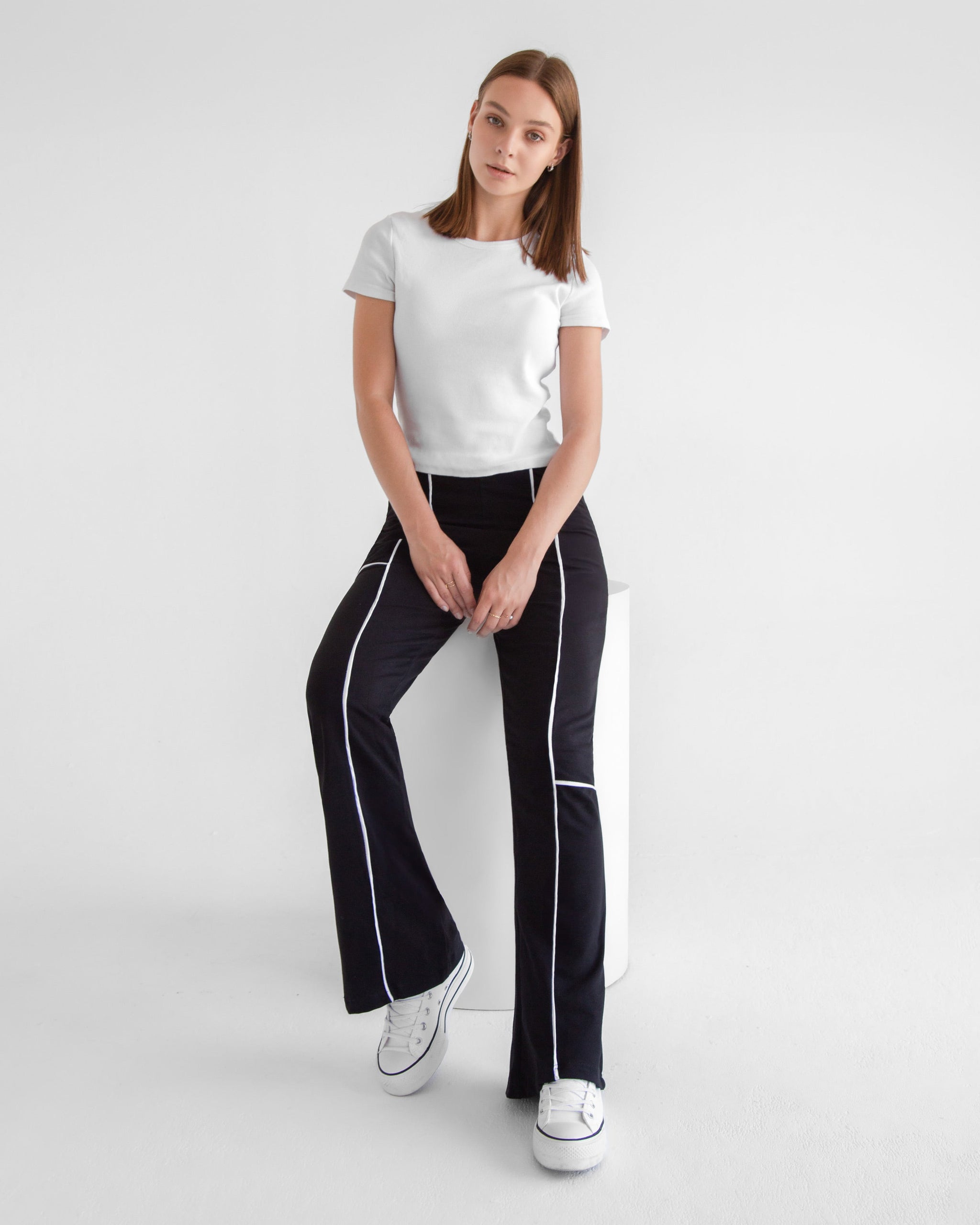 Front Striped Wide Leg Sweatpants