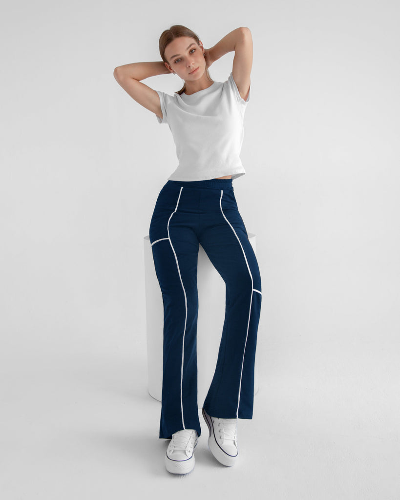 Front Striped Wide Leg Sweatpants