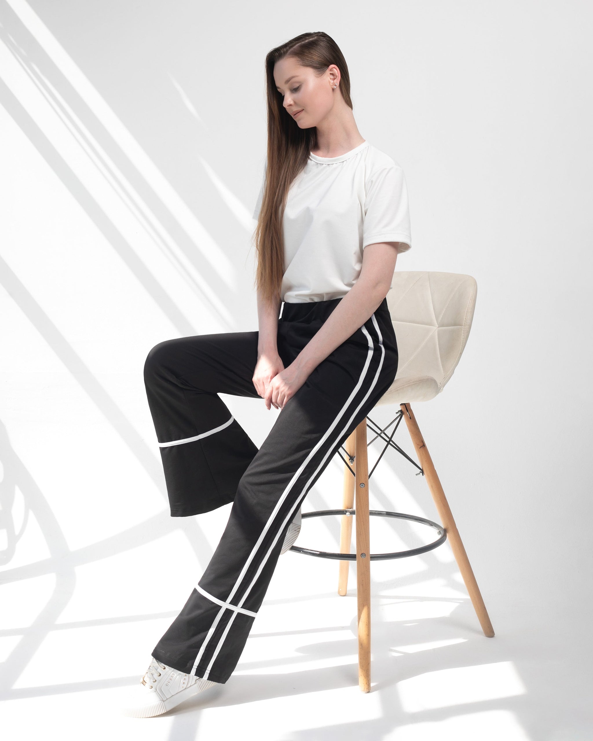 Double Striped Wide Leg Sweatpants