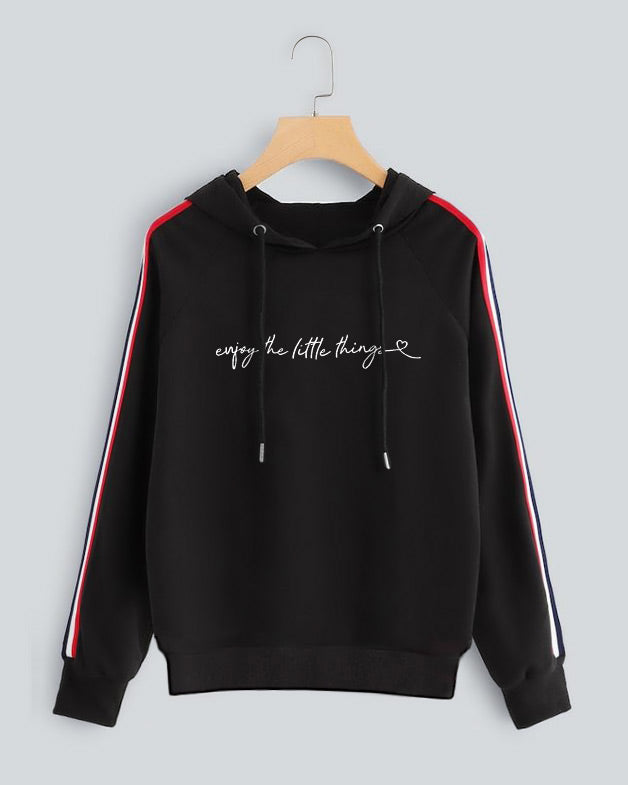 Side Striped Letter Graphic Hoodie