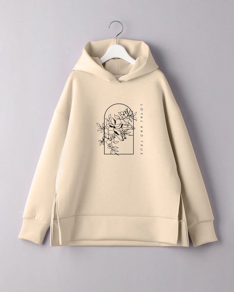 Graphic Floral Side Split Sweatshirt